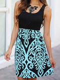 Women Black Blue Style Printed Dress - vmlfashion-com