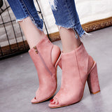 Women's Open Toed and Heeled Ankle Boots  Heel Shoe - vmlfashion-com