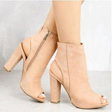 Women's Open Toed and Heeled Ankle Boots  Heel Shoe - vmlfashion-com