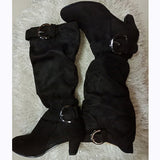 Women's D Ring Buckles Zippered Kitty Heel Boots - vmlfashion-com