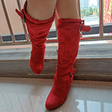 Women's D Ring Buckles Zippered Kitty Heel Boots - vmlfashion-com