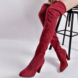 Women's Over the Knee Close Fitting Boots  Fancy Wide High Heel - vmlfashion-com