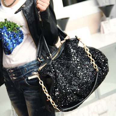 Women's Hand Bag Chain And Sequins Accent - vmlfashion-com