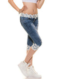 Women White Lace Trim Jeans - vmlfashion-com