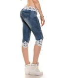 Women damage White Lace Trim Jeans - vmlfashion-com