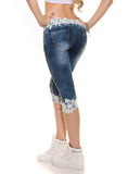 Women damage White Lace Trim Jeans - vmlfashion-com