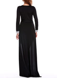 Women Black Long Sleeved Dress Lace Detailing - vmlfashion-com