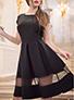 Women's Full Midi Dress Sheer Insert Fit and Flare Cap Sleeve Dress - vmlfashion-com