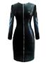 Women Black / Snake Skin Look / Long Sleeve / Zipped Front Dress - vmlfashion-com