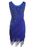 Women's Beaded Fringe Irregular Hem Flapper Art Disco Dress - vmlfashion-com