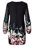 Women Black Floral Shift Long Sleeved Dress - vmlfashion-com