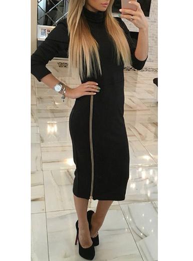 Women Zipper Side / Long sleeves Dress - vmlfashion-com