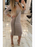 Women Zipper Side / Long sleeves Dress - vmlfashion-com