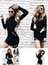 Women's Black Mini Open Rivet Embellished High Collar Dress - vmlfashion-com