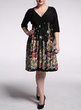 Women's Plus Size Flower Dress - vmlfashion-com