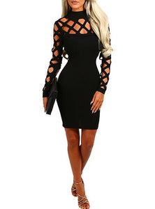 Women's Cross Cutout Bodyfit Long Sleeve Dress - vmlfashion-com