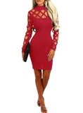 Women's Cross Cutout Bodyfit Long Sleeve Dress - vmlfashion-com