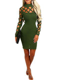 Women's Cross Cutout Bodyfit Long Sleeve Dress - vmlfashion-com