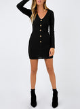 BUTTON FRONT BODY FIT MINI DRESS - vmlfashion-com