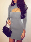 LONG SLEEVE MINI DRESS HIGH NECK - vmlfashion-com