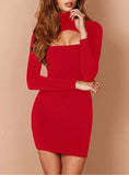 LONG SLEEVE MINI DRESS HIGH NECK - vmlfashion-com