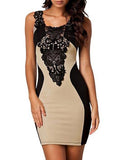 Women Sexy Black dress Bodyfit Sleeveless Lace Trim - vmlfashion-com