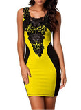 Women Sexy Black dress Bodyfit Sleeveless Lace Trim - vmlfashion-com