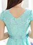 Women's Chiffon Lace Short DressBow Capped Sleeeve Dress - vmlfashion-com