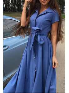 Women Tie Fabric Long Dress - vmlfashion-com