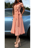 Women Tie Fabric Long Dress - vmlfashion-com