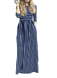 Women's Three Quarter Horizontal Stripe Dress - vmlfashion-com