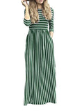 Women's Three Quarter Horizontal Stripe Dress - vmlfashion-com