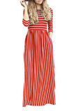 Women's Three Quarter Horizontal Stripe Dress - vmlfashion-com