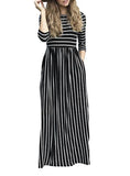 Women's Three Quarter Horizontal Stripe Dress - vmlfashion-com