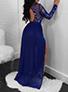 Women's Full Side Slit Evening Gown Sequined Dress - vmlfashion-com