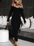 Women's Maxi Ribbed Knit Short Long Sleeve Dress - vmlfashion-com