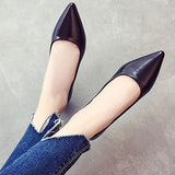 Women's Leather Pointed Toe Flats Bootie - vmlfashion-com