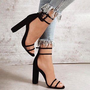 Women's Clear Strap Block Heels - vmlfashion-com