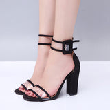 Women's Clear Strap Block Heels - vmlfashion-com