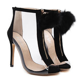 Women's Pom PomToeless High Heels - vmlfashion-com