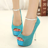 Women's Tweed High Heels Open Toe Heels - vmlfashion-com