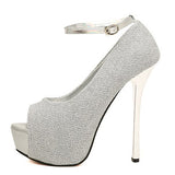 Women's Tweed High Heels Open Toe Heels - vmlfashion-com