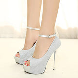 Women's Tweed High Heels Open Toe Heels - vmlfashion-com