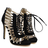 Women's  Gold Strap Gladiator Gold Strap Heels - vmlfashion-com