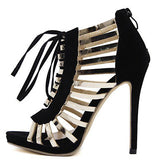 Women's  Gold Strap Gladiator Gold Strap Heels - vmlfashion-com