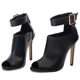 Women's Peep Toe Heels Wide Ankle Buckle - vmlfashion-com