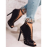 Women's Cutout Gold Bootie Heels - vmlfashion-com