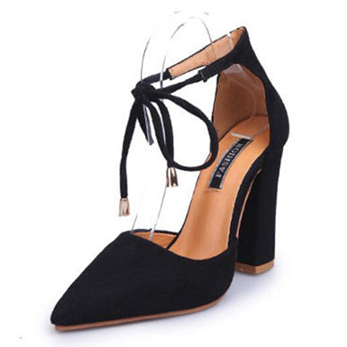 Women's Almond toe Black Short Heels - vmlfashion-com