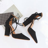 Women's Almond toe Black Short Heels - vmlfashion-com