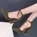 Women's Almond toe Black Short Heels - vmlfashion-com